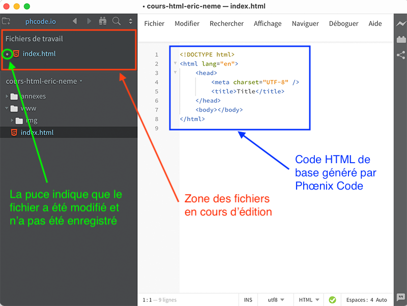 Création d'un fichier avec Phœnix Code