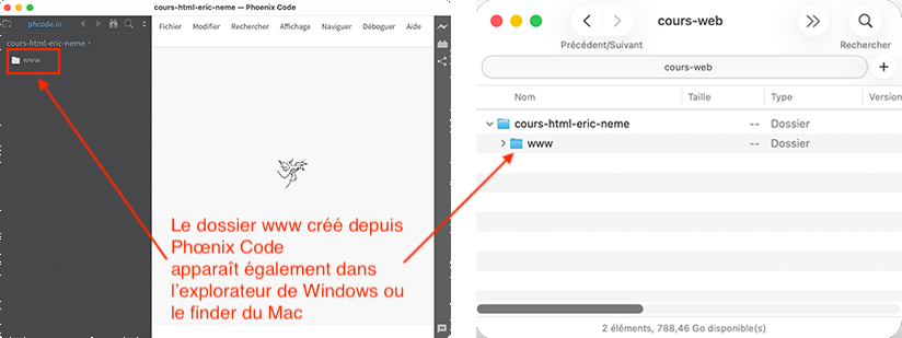 Création du dossier www depuis Phœnix Code